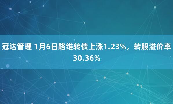 冠达管理 1月6日路维转债上涨1.23%，转股溢价率30.36%